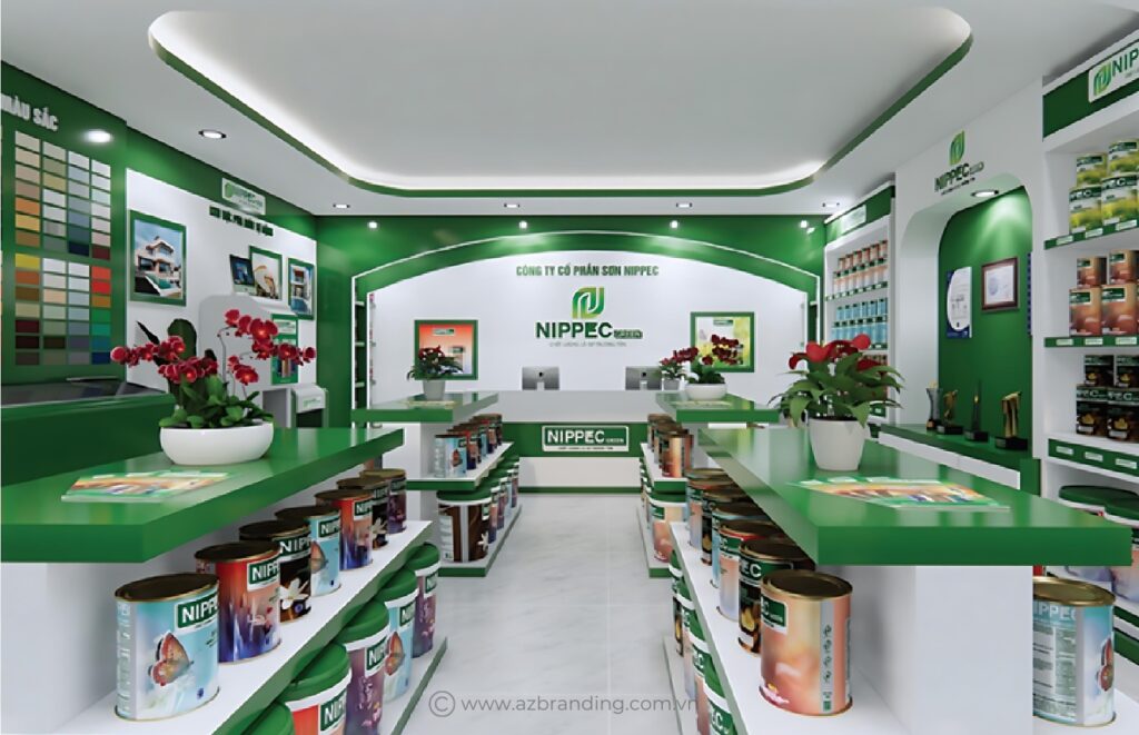 AZBranding thiết kế showroom Nippec Green chuyên nghiệp ấn tượng