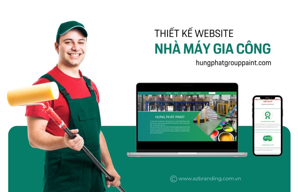 AZBranding thiết kế website nhà máy gia công sơn Hưng Phát paint group