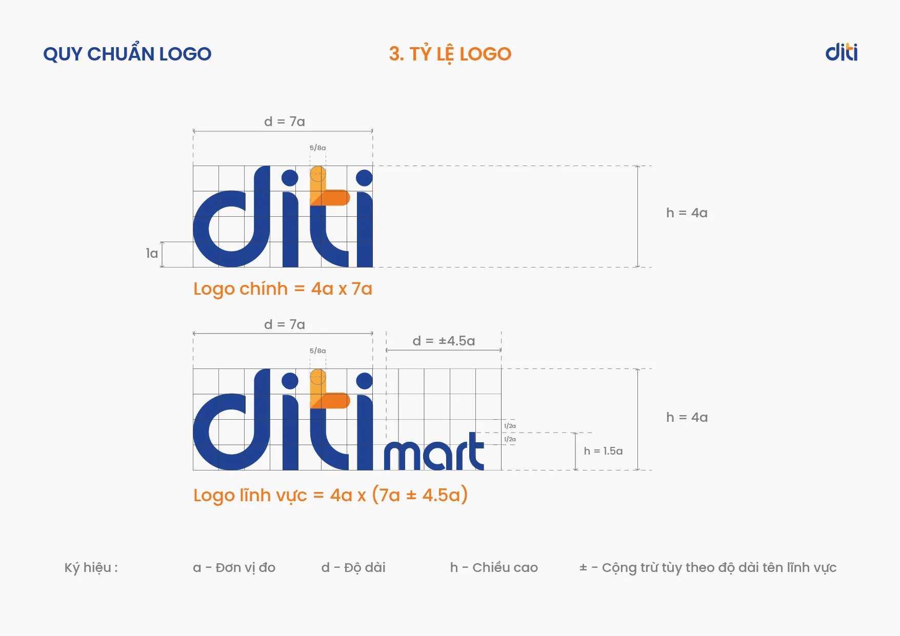 Quy chuẩn tỷ lệ logo chính và logo Diti mart