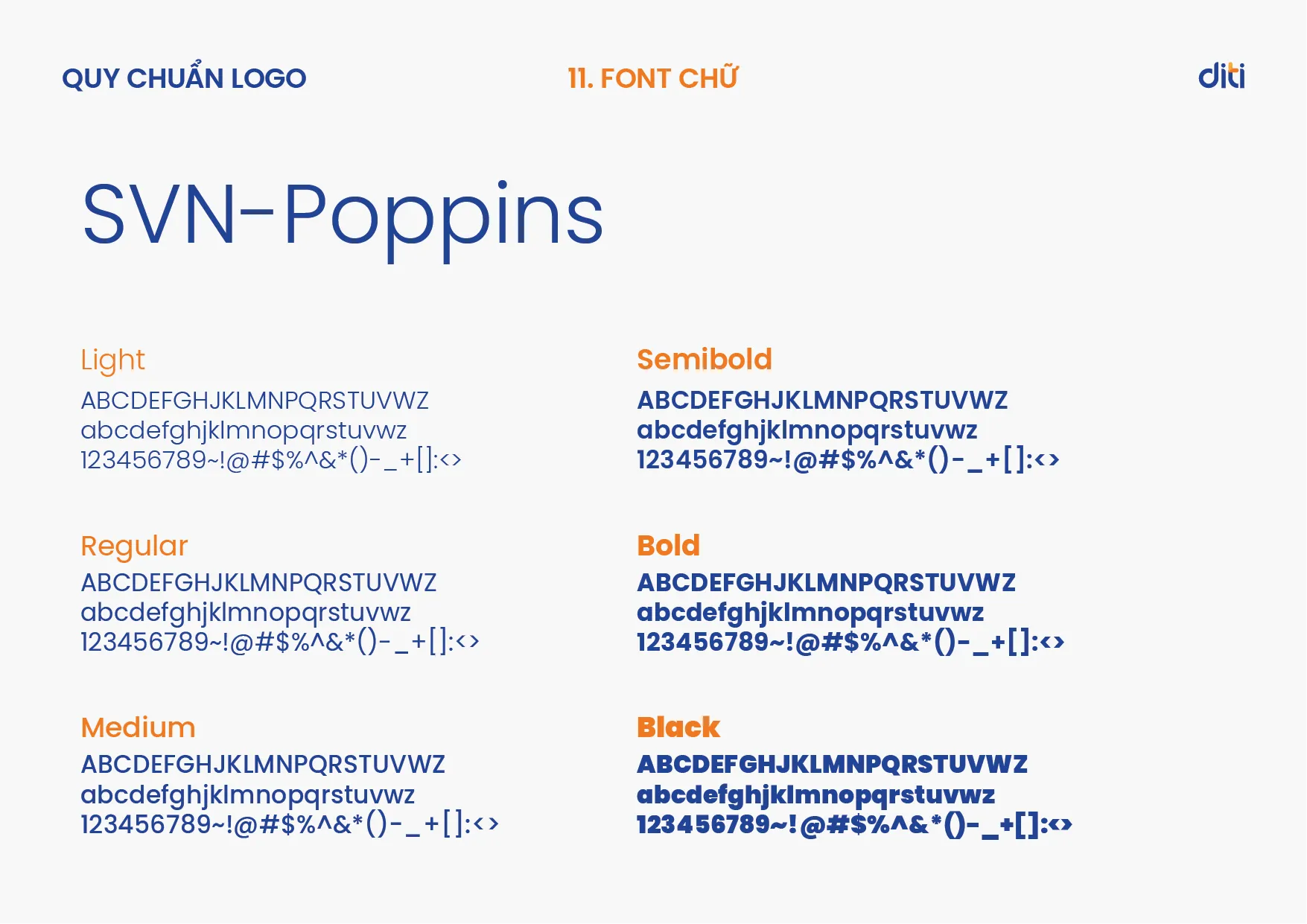 Hệ thống font chữ SVN-Poppins trong nhận diện thương hiệu Diti