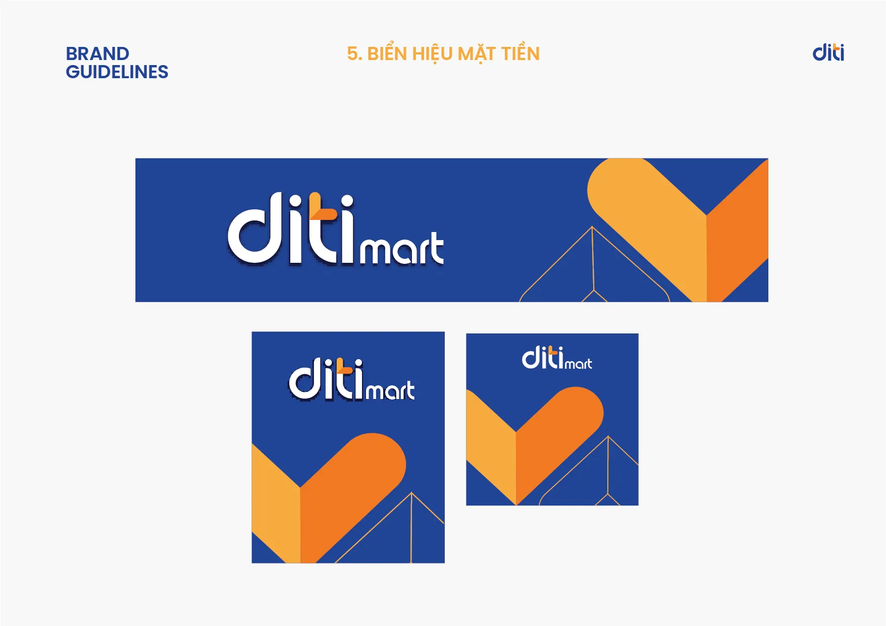 Thiết kế biển hiệu mặt tiền Diti mart theo bộ nhận diện