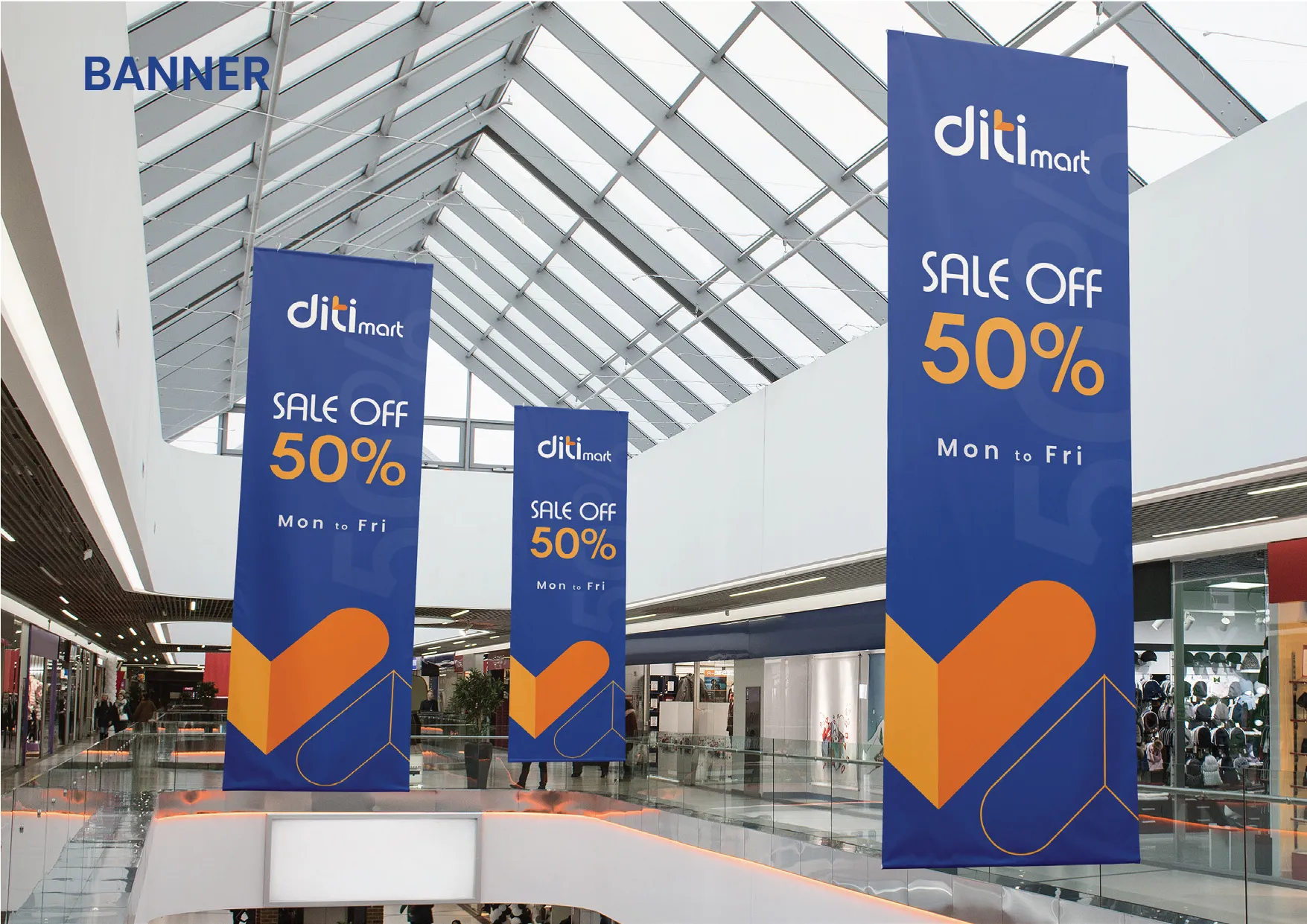 Hệ thống banner thương hiệu tại trung tâm thương mại Diti