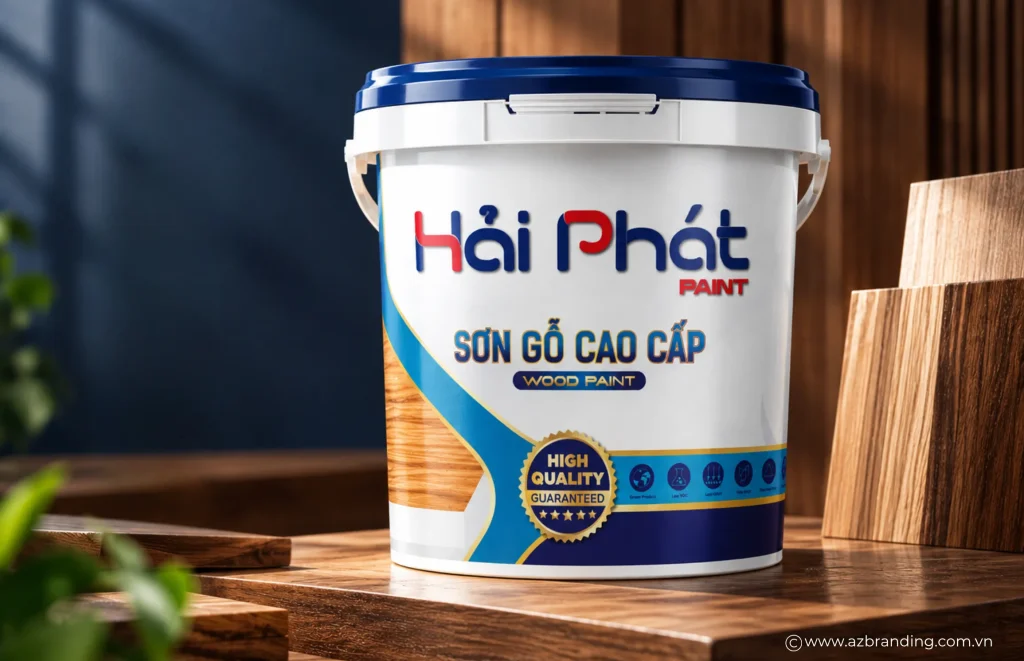 Phương án bao bì thùng nhựa 20kg cho sơn gỗ cao cấp Hải Phát