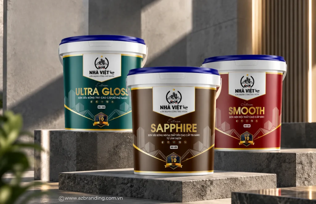 Ba mẫu bao bì sơn JVP paint Ultra Gloss, Sapphire và Smooth