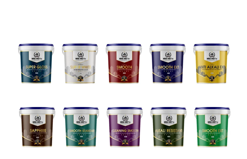 Bố cục tham khảo hệ thống nhiều mẫu bao bì vỏ thùng sơn JVP paint