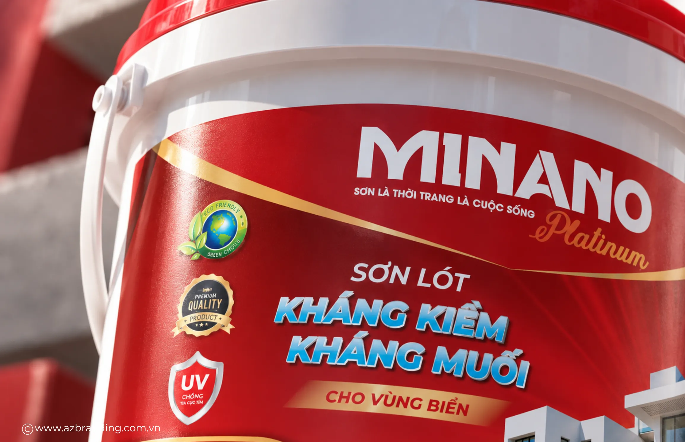 Cận cảnh mặt chính thiết kế bao bì sơn lót kháng kiềm kháng muối cho vùng biển Cận cảnh mặt chính thiết kế bao bì sơn lót kháng kiềm kháng muối cho vùng biển